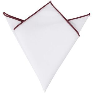 Cotton Handkerchiefs Color Contrast Trim White Pocket Squares Tuxedo Wine Red